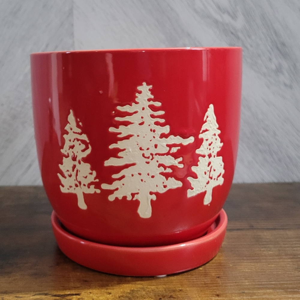 5" Red Holiday Tree Planter